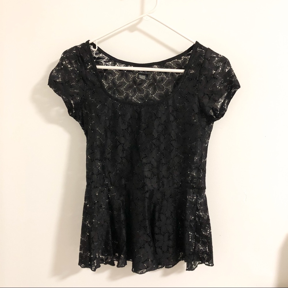 Floral Lace Peplum Shirt (size M)
